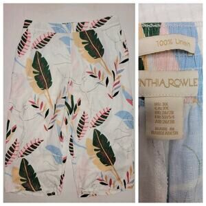 Cynthia Rowley Pants Womens Plus 3X Crop Wide Leg Pull On Pockets Tropical Linen